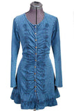 Scully DARK BLUE L/S BUTTON FRONT/BACK LACE UP DRESS - Scully Leather - Flyclothing LLC