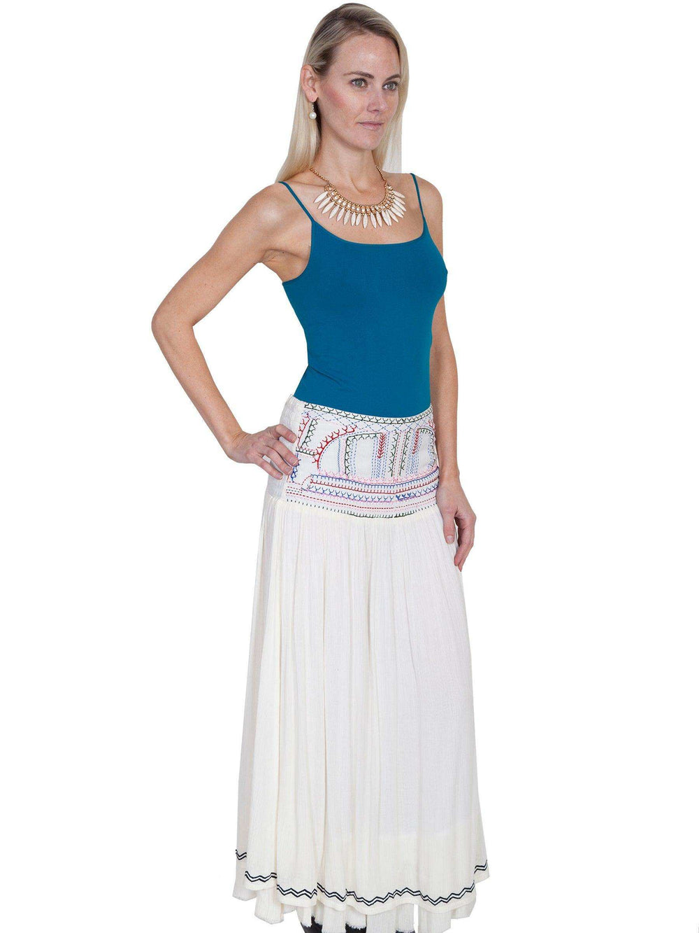 Scully NATURAL LINED EMBROIDERED FRONT PANEL SKIRT - Scully Leather - Flyclothing LLC