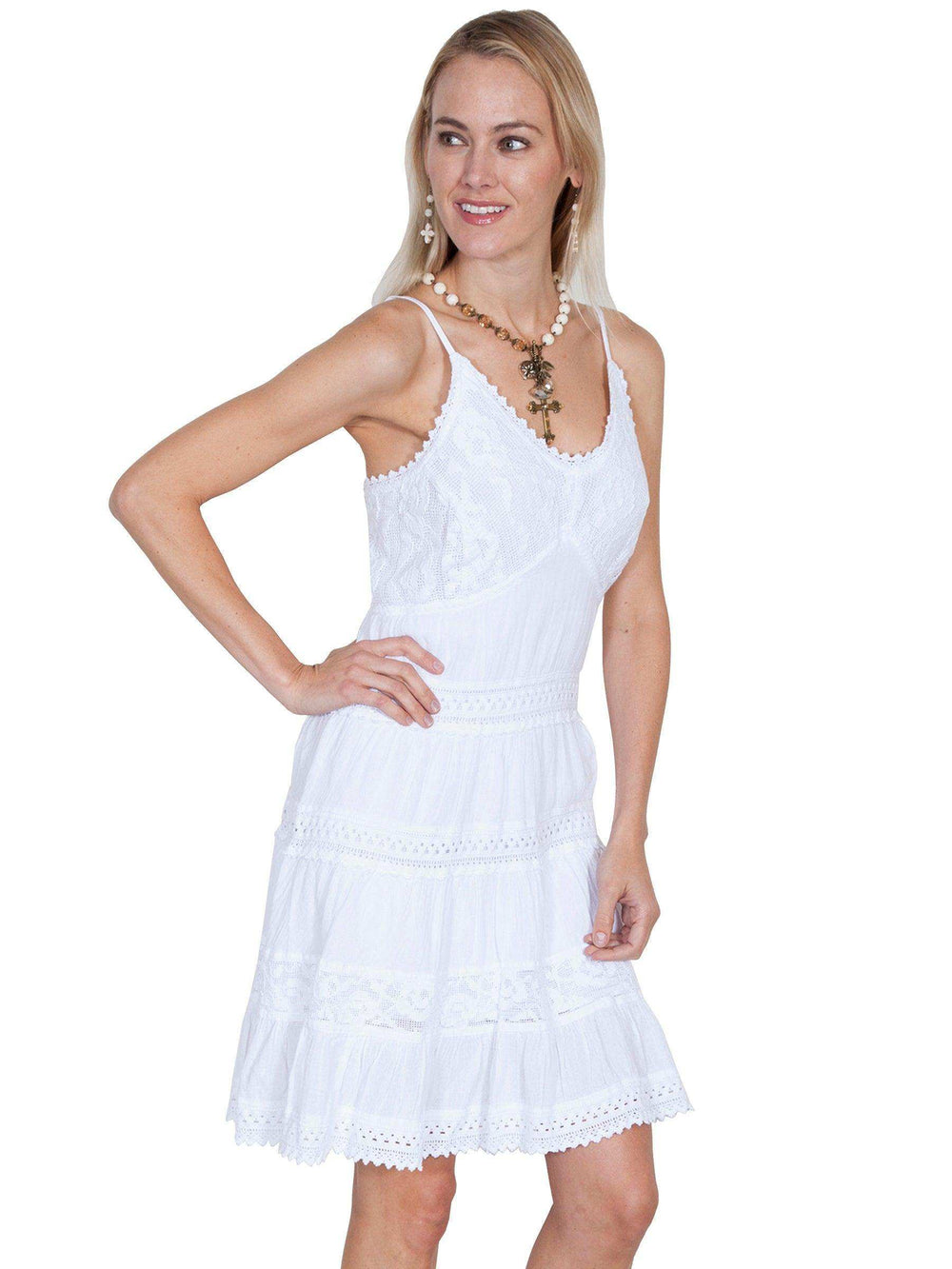 Scully WHITE DRESS W/SPAGHETTI STRAPS - Scully Leather - Flyclothing LLC
