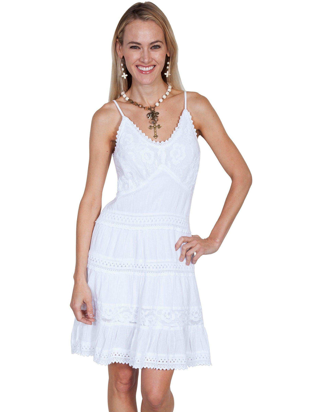 Scully WHITE DRESS W/SPAGHETTI STRAPS - Scully Leather - Flyclothing LLC