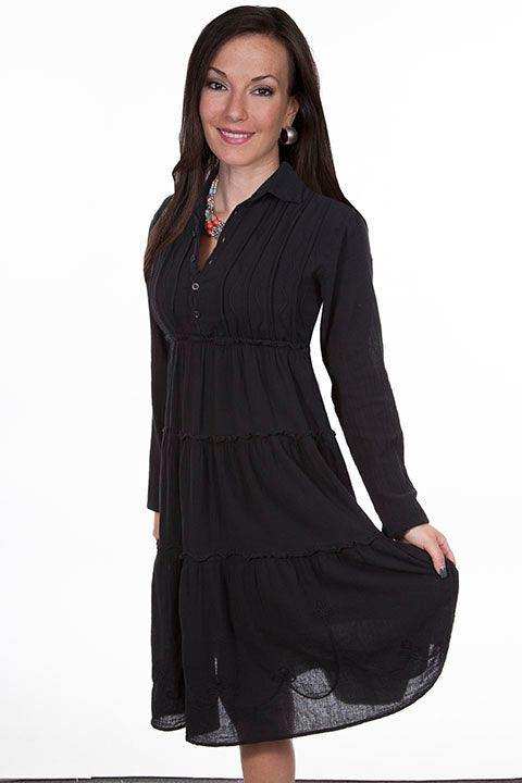 Scully BLACK L/S MULTI PANEL DRESS W/COLLAR - Scully Leather - Flyclothing LLC