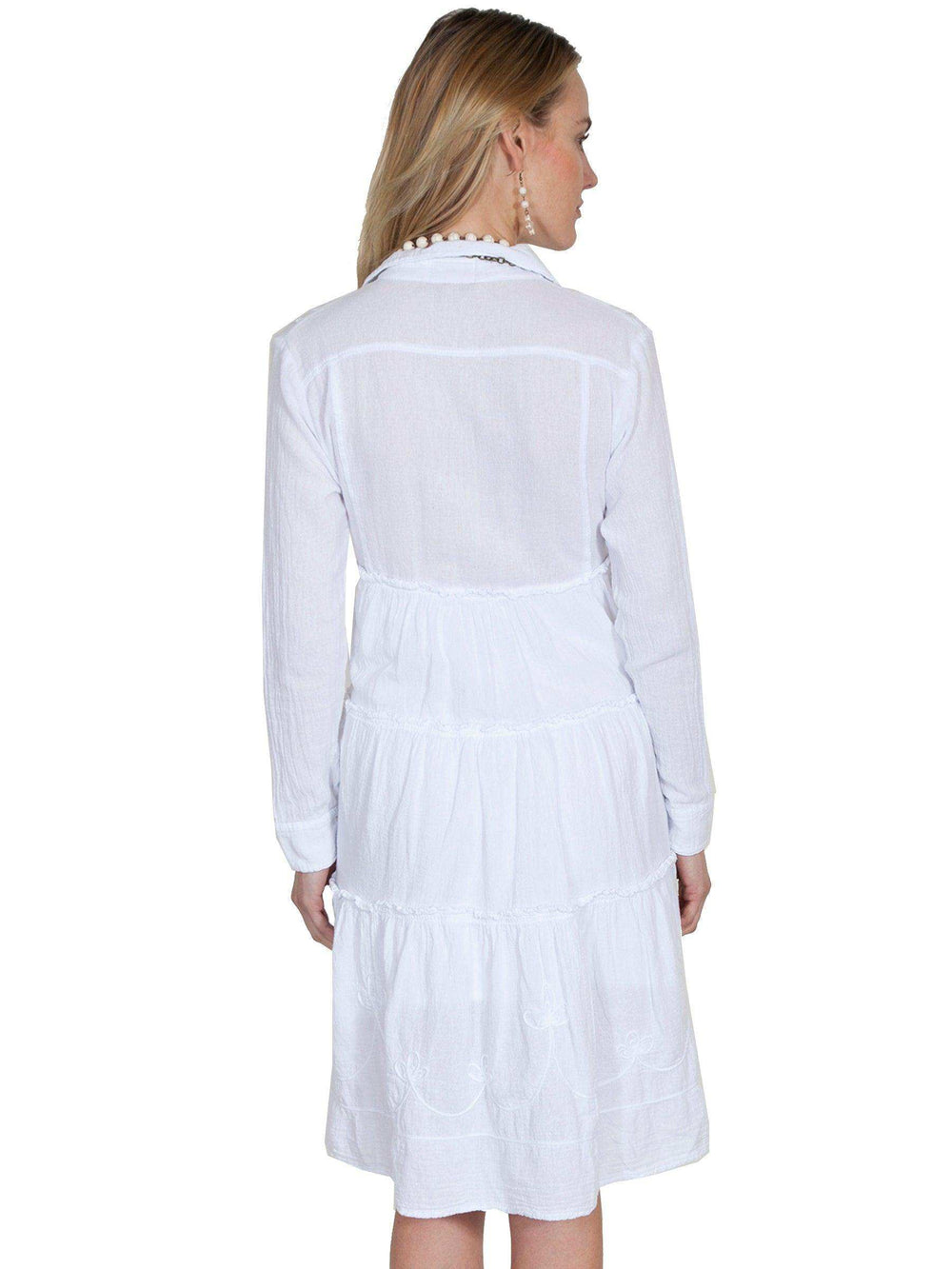 Scully WHITE L/S MULTI PANEL DRESS W/COLLAR - Scully Leather - Flyclothing LLC