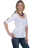 Scully WHITE COLD SHOULDER 3/4 SLEEVE BLOUSE - Scully Leather - Flyclothing LLC