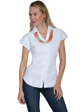 Scully WHITE CAP SLEEVE BUTTON FRONT BLOUSE - Scully Leather - Flyclothing LLC