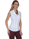 Scully WHITE S/L BUTTON FRONT COLLAR BLOUSE - Scully Leather - Flyclothing LLC
