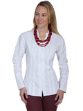 Scully WHITE L/S BLOUSE W/BAND COLLAR/BELL CUFFS - Scully Leather - Flyclothing LLC