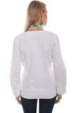 Scully WHITE L/S 4 BUTTON FRONT BLOUSE - Scully Leather - Flyclothing LLC
