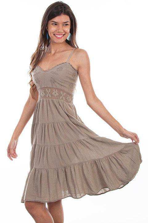 Scully KHAKI SPAGHETTI STRAP DRESS - Scully Leather - Flyclothing LLC