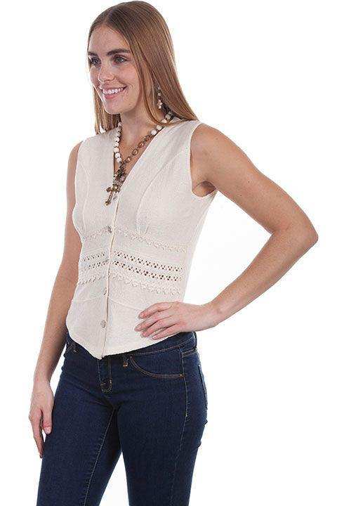 Scully NATURAL SLEEVELESS BUTTON FRONT BLOUSE - Scully Leather - Flyclothing LLC