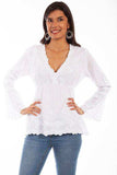 Scully WHITE PLUNGING NECK LINE W/BELL SLEEVES - Scully Leather - Flyclothing LLC