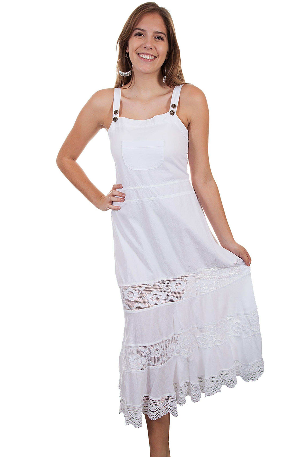 Scully WHITE FRONT POCKET LONG DRESS - Scully Leather - Flyclothing LLC