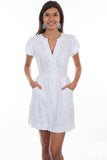 Scully WHITE CAP SLEEVE BUTTON FRONT DRESS - Scully Leather - Flyclothing LLC