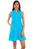 Scully TURQUOISE S/L DRESS W/POCKETS & KNIT SIDES - Scully Leather - Flyclothing LLC