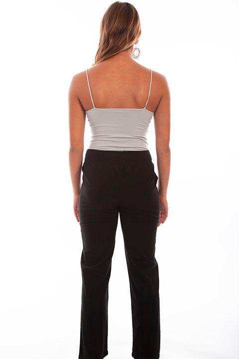 Scully BLACK ELASTIC WAIST CROCHET FRONT PANT - Scully Leather - Flyclothing LLC