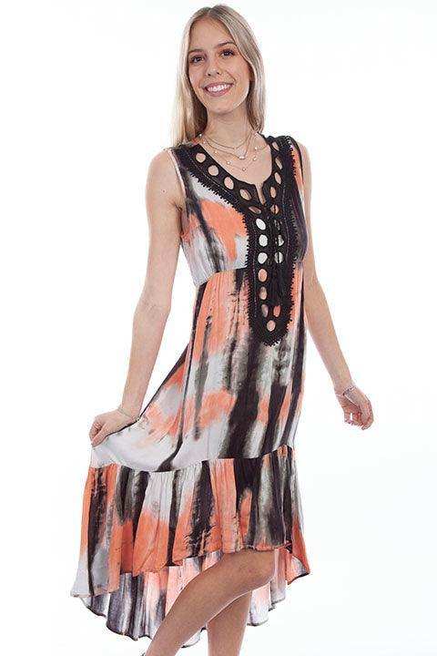 Scully CORAL CROCHET NECK TIE DYE DRESS - Scully Leather - Flyclothing LLC