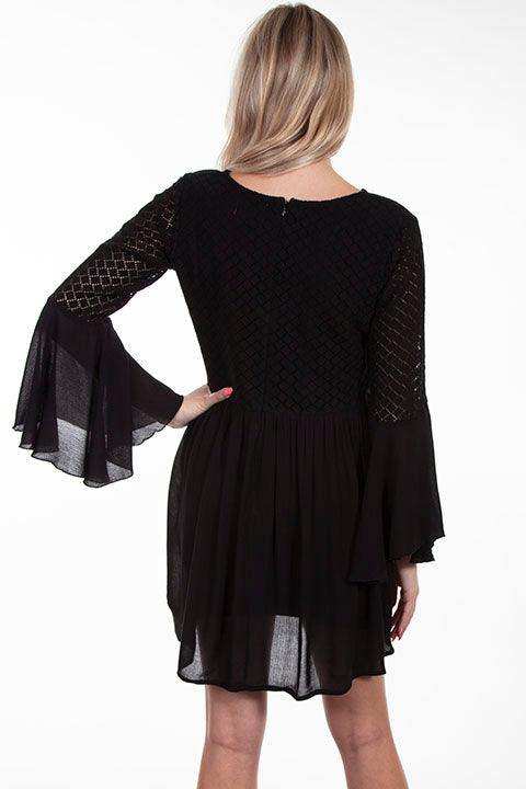 Scully BLACK COTTON BODICE CREPE TIE FRONT DRESS - Scully Leather - Flyclothing LLC