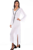 Scully WHITE BLACK EMB FRONT MAXI W/SIDE SLITS - Scully Leather - Flyclothing LLC
