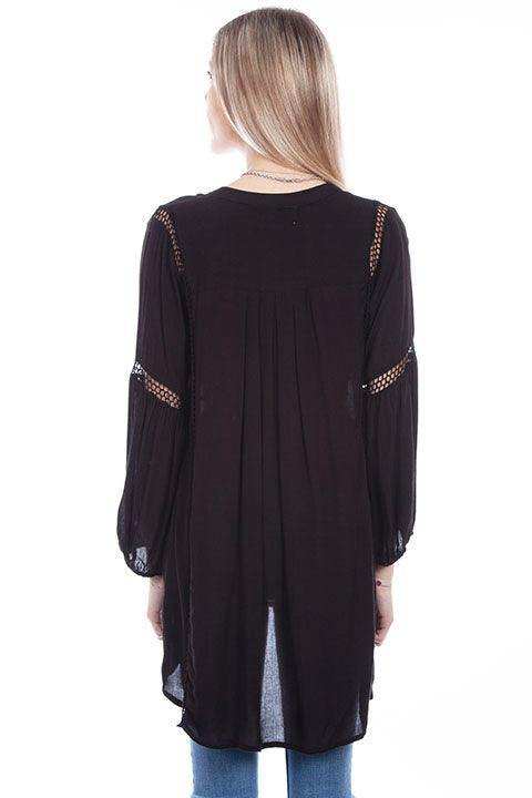 Scully BLACK TUNIC W/WAFFLE WEAVE INSETS - Scully Leather - Flyclothing LLC