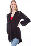 Scully BLACK TUNIC W/WAFFLE WEAVE INSETS - Scully Leather - Flyclothing LLC