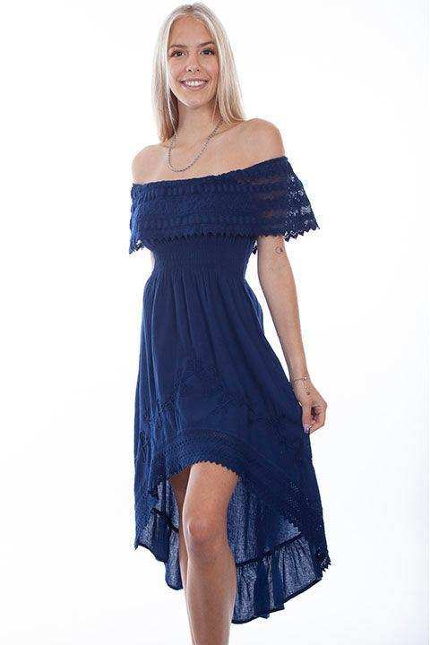 Scully Leather 100% Cotton Royal Off Shoulder Hi/Lo Dress - Scully Leather - Flyclothing LLC