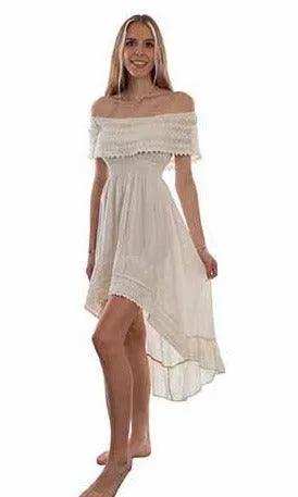 Scully Leather 100% Cotton Vanilla Off Shoulder Hi/Lo Dress - Scully Leather - Flyclothing LLC