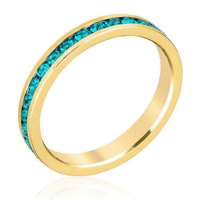 Stylish Stackables Turquoise Crystal Gold Ring - JGI - Flyclothing LLC
