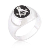 Rhodium Plated Onyx Cubic Zirconia Masonic Ring - JGI - Flyclothing LLC