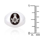 Rhodium Plated Onyx Cubic Zirconia Masonic Ring - JGI - Flyclothing LLC