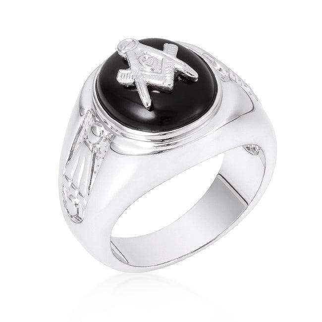 Rhodium Plated Onyx Mens Ring - JGI - Flyclothing LLC