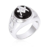 Rhodium Plated Onyx Mens Ring - JGI - Flyclothing LLC
