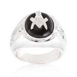 Rhodium Plated Onyx Mens Ring - JGI - Flyclothing LLC
