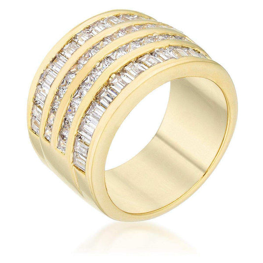 4 Row Gold Cubic Zirconia Cocktail Ring - JGI - Flyclothing LLC