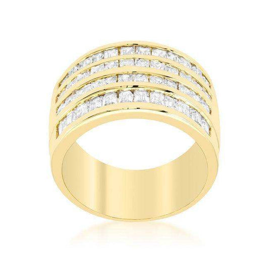 4 Row Gold Cubic Zirconia Cocktail Ring - JGI - Flyclothing LLC