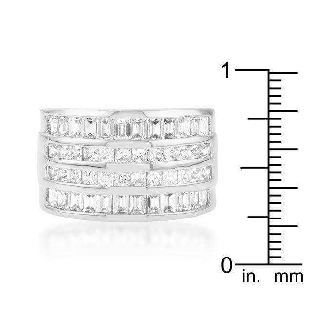 4 Row Rhodium Cubic Zirconia Cocktail Ring - JGI - Flyclothing LLC