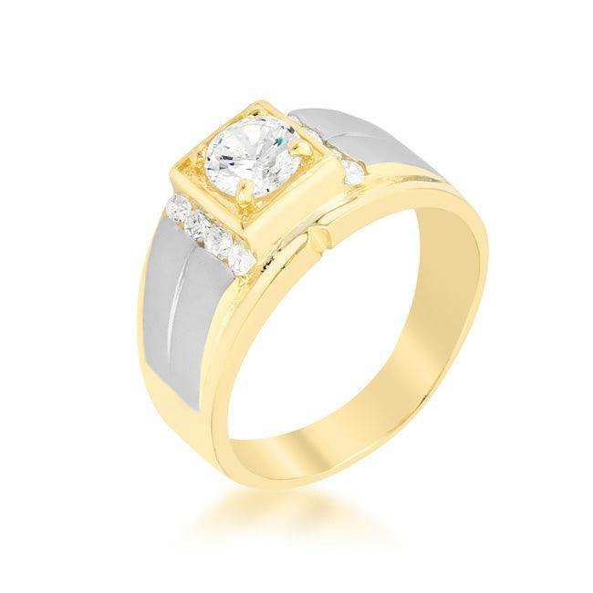 Cubic Zirconia Two-Tone Mens Ring - JGI - Flyclothing LLC