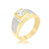 Cubic Zirconia Two-Tone Mens Ring - JGI - Flyclothing LLC
