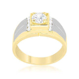 Cubic Zirconia Two-Tone Mens Ring - JGI - Flyclothing LLC