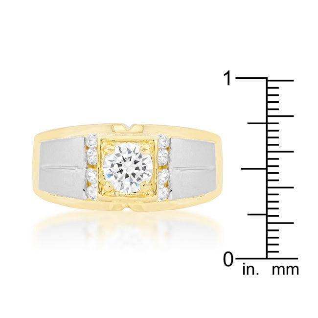Cubic Zirconia Two-Tone Mens Ring - JGI - Flyclothing LLC