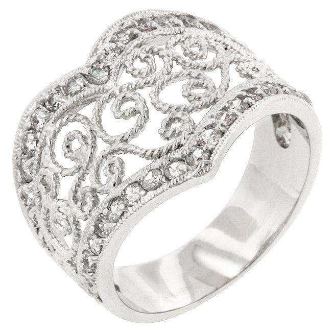 Cubic Zirconia Filigree Hearts Ring - JGI - Flyclothing LLC