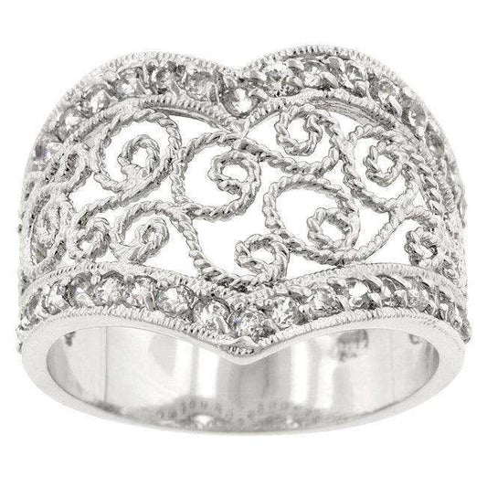 Cubic Zirconia Filigree Hearts Ring - JGI - Flyclothing LLC
