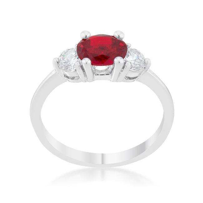 Miranna 1.2ct Garnet CZ Rhodium Classic Oval Ring - JGI - Flyclothing LLC