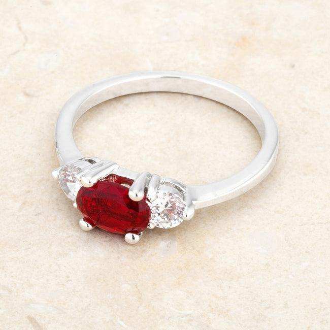 Miranna 1.2ct Garnet CZ Rhodium Classic Oval Ring - JGI - Flyclothing LLC