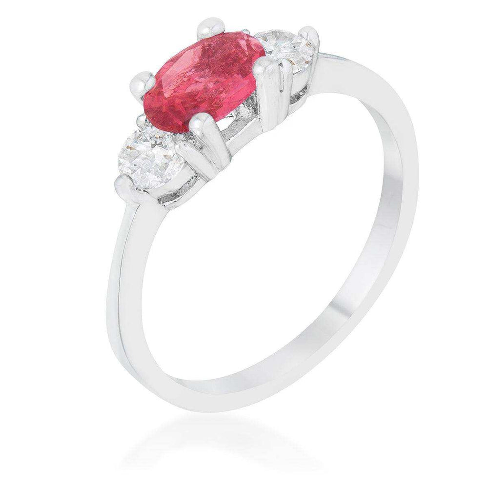 Miranna 1.2ct Fuchsia CZ Rhodium Classic Oval Ring - JGI - Flyclothing LLC