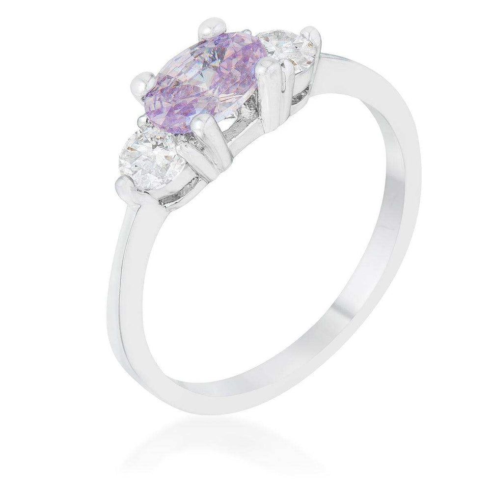 Miranna 1.2ct Lavender CZ Rhodium Classic Oval Ring - JGI - Flyclothing LLC