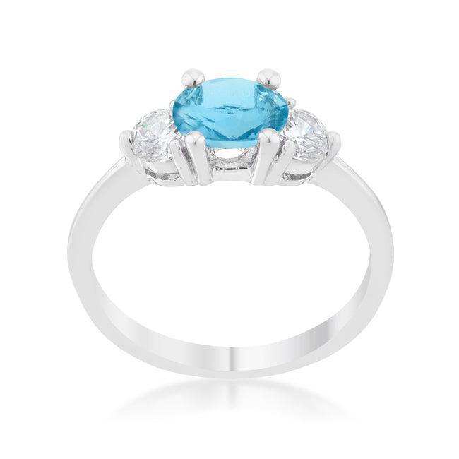 Miranna 1.2ct Blue Topaz CZ Rhodium Classic Oval Ring - JGI - Flyclothing LLC