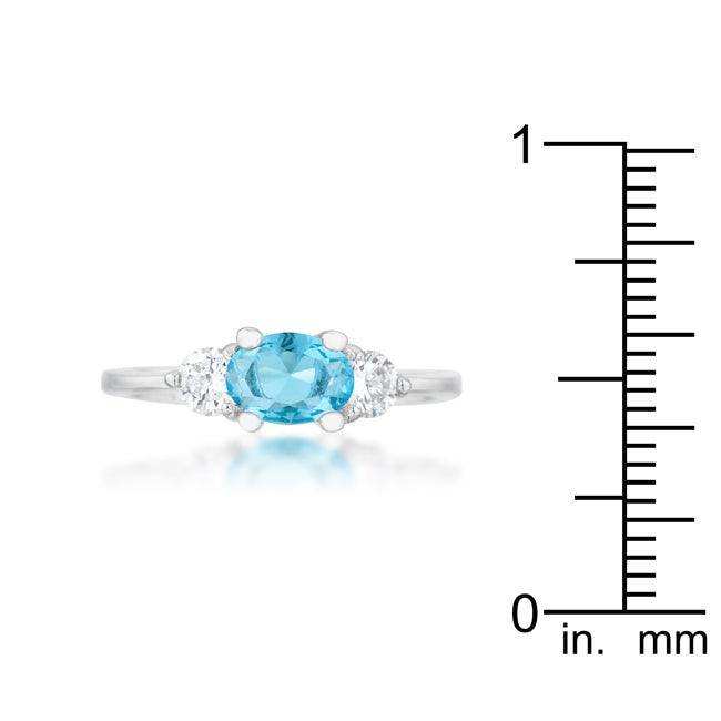 Miranna 1.2ct Blue Topaz CZ Rhodium Classic Oval Ring - JGI - Flyclothing LLC