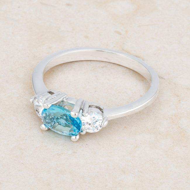 Miranna 1.2ct Blue Topaz CZ Rhodium Classic Oval Ring - JGI - Flyclothing LLC