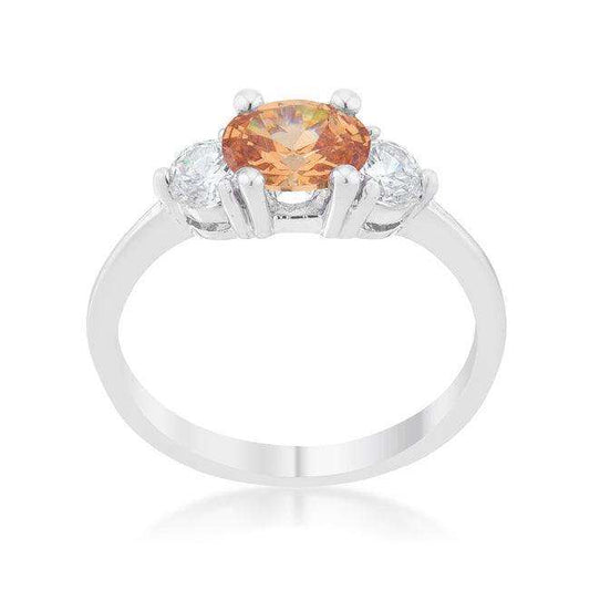 Miranna 1.2ct Champagne CZ Rhodium Classic Oval Ring - JGI - Flyclothing LLC