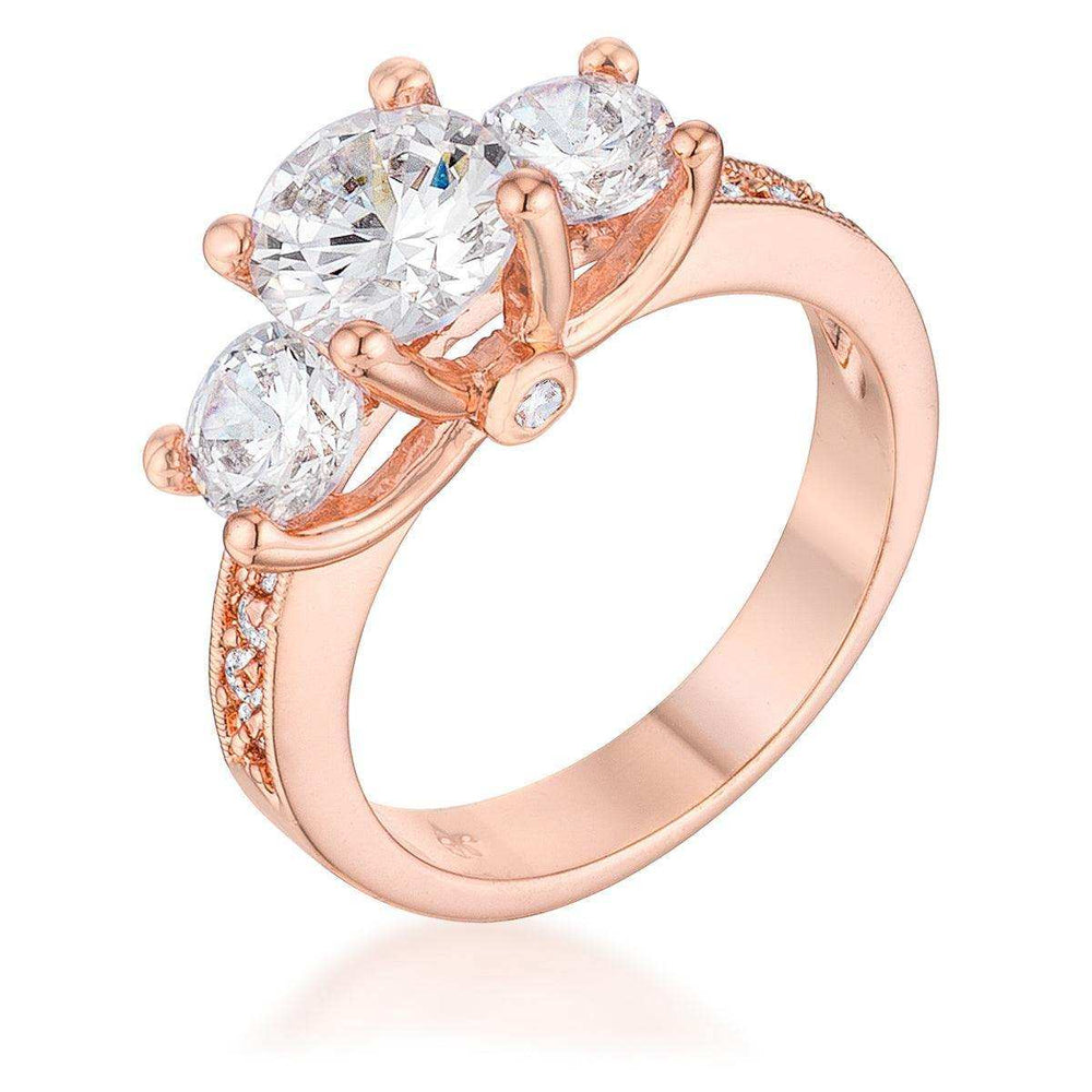 Dazzling Three Stone Engagement Ring with CZ - JGI - Flyclothing LLC