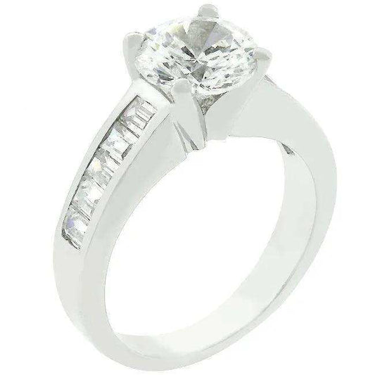 Classic Rhodium Plated Engagement Ring - JGI - Flyclothing LLC